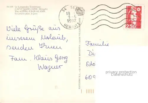 AK / Ansichtskarte Cap d_Agde Vue aerienne dAqualand En arriere plan le port Cap d_Agde