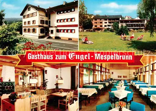 AK / Ansichtskarte Mespelbrunn Gasthaus zum Engel Restaurant Garten Mespelbrunn