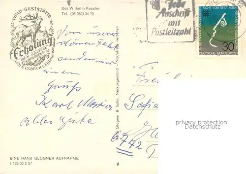 AK / Ansichtskarte Elsbach Waldgaststaette zur Erholung Gastraum Wild Elsbach