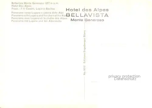 AK / Ansichtskarte Monte Generoso_Lugano_TI Bellavista Monte Generoso Hotel des Alpes Fernsicht Alpen 