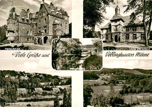 AK / Ansichtskarte Voellinghausen_Moehnesee Neues Schloss   Altes Herrenhaus   Dorfansicht   Engelslit Voellinghausen Moehnesee