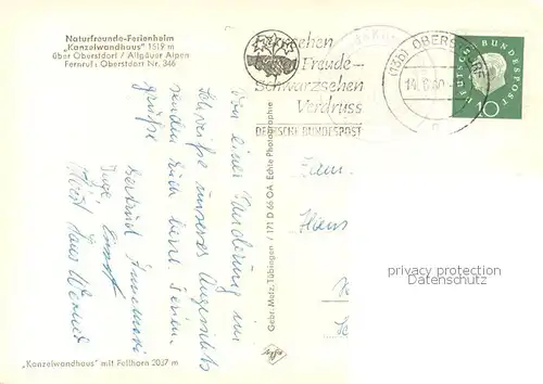 AK / Ansichtskarte Oberstdorf Natrufreunde Ferienheim Kanzelwandhaus Aussenansicht Oberstdorf