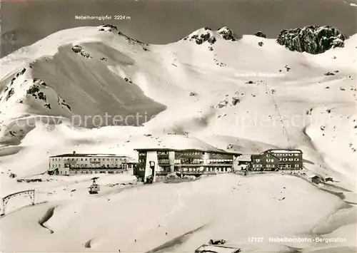 AK / Ansichtskarte Nebelhornbahn Nebelhornbahn Bergstation   Hotel Haefatsblick   Edmund Probsthaus Schnee Nebelhornbahn