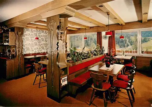 AK / Ansichtskarte Raveisch_Samnaun Cafe Pension Soldanella Innenansicht u. Informationen 