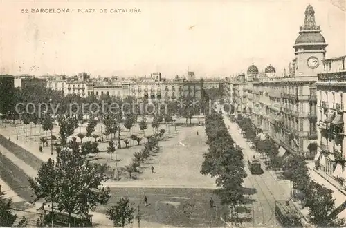 AK / Ansichtskarte Barcelona_Cataluna Plaza del Catalun m. Strassenbahn Barcelona Cataluna