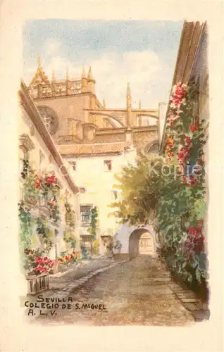 AK / Ansichtskarte Sevilla_Andalucia_ES Colegio de S. Miguel Kuenstlerkarte A.L.V. 