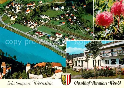 AK / Ansichtskarte Wernstein_Inn Fliegeraufnahme mit Gasthof Pension Wendl und Inn Stausee Wernstein_Inn