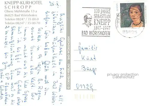 AK / Ansichtskarte Bad_Woerishofen Kneipp Kurhotel Schropp Bad_Woerishofen