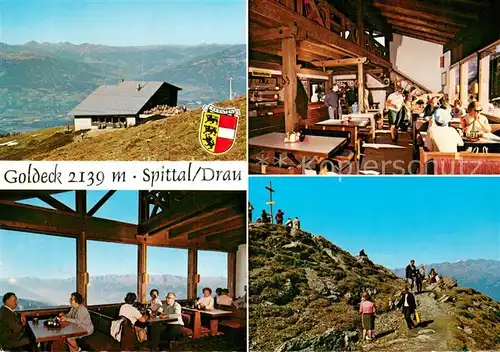 AK / Ansichtskarte Spittal_Drau Goldeck Huette Gastraeume Gipfelkreuz Spittal Drau