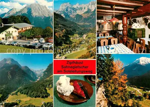 AK / Ansichtskarte Ramsau_Berchtesgaden Berggasthof Pension Zipfhaeusl Sahnegletscher Alpenpanorama Ramsau Berchtesgaden
