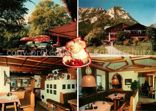 AK / Ansichtskarte Ramsau_Berchtesgaden Gasthaus Cafe Hindenburglinde an der Deutschen Alpenstrasse Windbeutel Ramsau Berchtesgaden