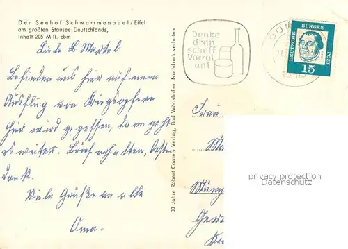 AK / Ansichtskarte Schwammenauel_Heimbach Seehof Restaurant Terrasse Stausee Sperrmauer Fahrgastschiff 