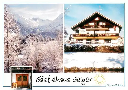 AK / Ansichtskarte Fischen_Allgaeu Gaestehaus Geiger am Kurpark Winterpanorama Allgaeuer Alpen Fischen Allgaeu