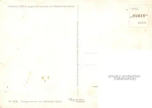 AK / Ansichtskarte Hochalm_1705m_Wettersteingebirge_AT gegen Karwendel und Wettersteinspitze Winterpanorama Alpen Huber Karte Nr 8135 
