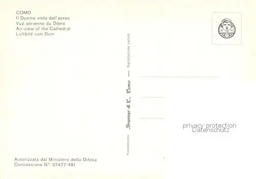 AK / Ansichtskarte Como_Lago_di_Como Il Duomo visto dall aereo Como_Lago_di_Como