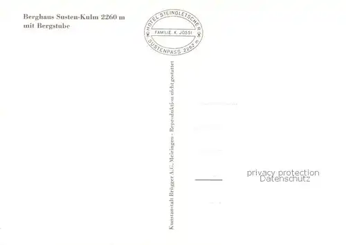AK / Ansichtskarte Sustenpass_2262m_BE Berghaus Susten Kulm mit Bergstube 