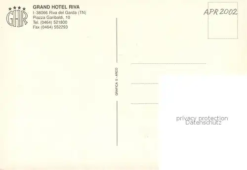 AK / Ansichtskarte Riva__del_Garda_IT Grand Hotel Riva 