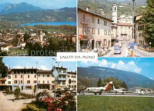 AK / Ansichtskarte Agno Ortsansichten Flugplatz Panorama Luganersee Agno