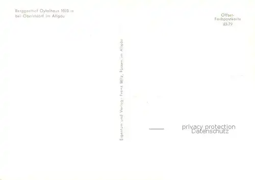 AK / Ansichtskarte Oberstdorf Berggasthof Oytalhaus Allgaeuer Alpen Oberstdorf