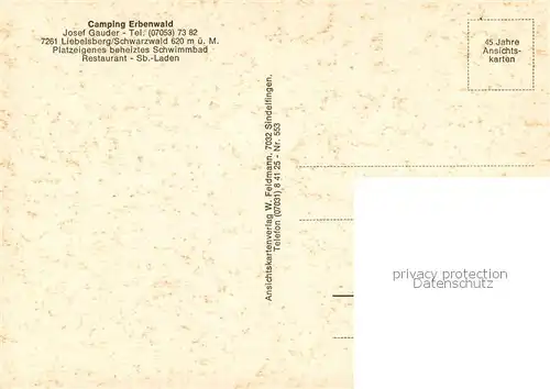 AK / Ansichtskarte Liebelsberg_Neubulach Camping Erbenwald im Schwarzwald 