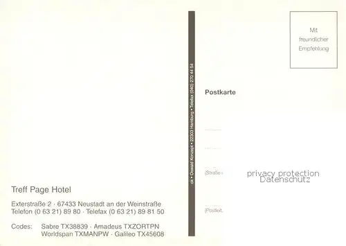 AK / Ansichtskarte Neustadt_Weinstrasse_Haardt Treff Page Hotel 