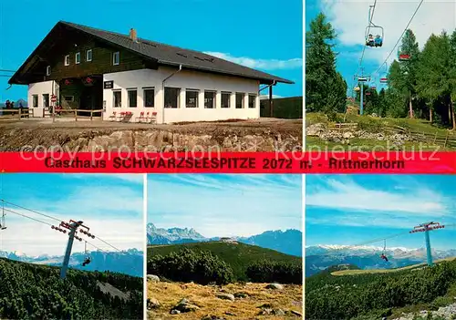 AK / Ansichtskarte Ritten_Renon Gasthaus Schwarzseespitze Rittnerhorn Bergbahn Fernsicht Alpenpanorama Ritten Renon