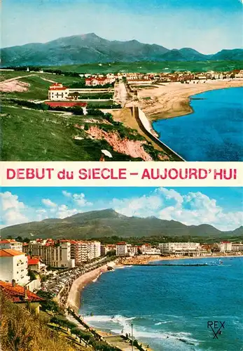 AK / Ansichtskarte Saint Jean de Luz 2 Epoques Debut du siecle et aujourd hui Vue de la plage et la Rhune Saint Jean de Luz