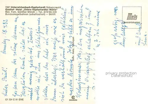 AK / Ansichtskarte Unterreichenbach_Calw GAsthof Hotel Untere Kapfenhardter Muehle Aussenansicht m. Muehlrad Unterreichenbach Calw