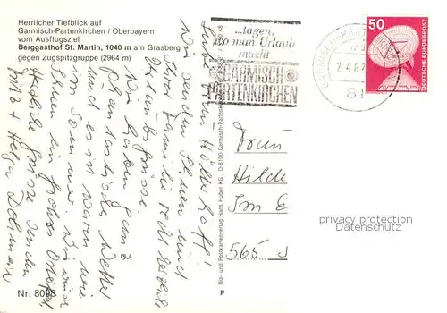 AK / Ansichtskarte Garmisch Partenkirchen Berggasthof St. Martin m. Blick auf Garmisch Partenkirchen Garmisch Partenkirchen