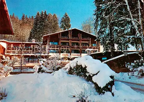 AK / Ansichtskarte Berchtesgaden Hotel Fischer Aussenansicht Winter Schnee Berchtesgaden