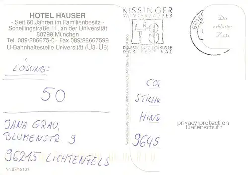 AK / Ansichtskarte Muenchen Hotel Hauser Innen  u. Aussenansichten Muenchen