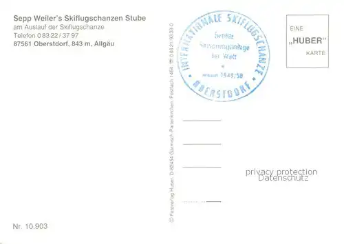 AK / Ansichtskarte Oberstdorf Sepp Weilers Skiflugschanze Stube Aussenansicht Oberstdorf