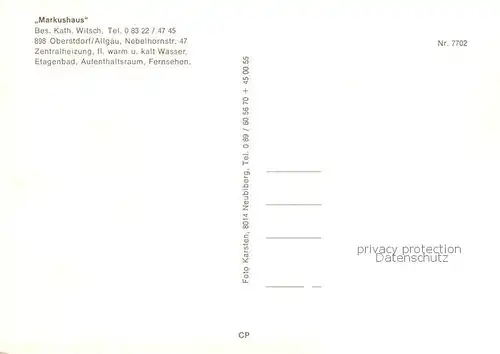 AK / Ansichtskarte Oberstdorf Markushaus Aussenansicht Oberstdorf