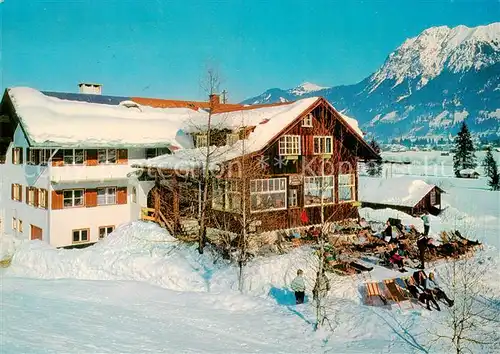 AK / Ansichtskarte Oberstdorf Restaurant Cafe Karatsbichl Winter Aussenansicht Winter Sonnenterrasse Oberstdorf