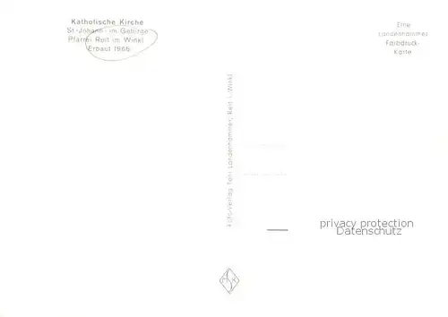 AK / Ansichtskarte Reit_im_Winkl Katholische Kirche   St. Johann Winklmoos 