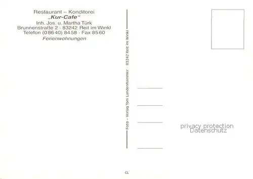 AK / Ansichtskarte Reit_im_Winkl Restaurant Konditorei Kur Cafe Sommer Winter 