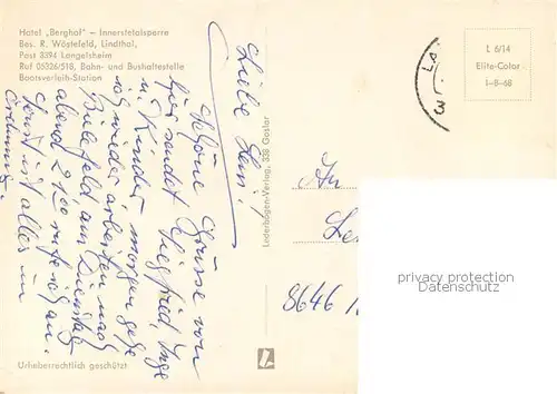 AK / Ansichtskarte Langelsheim Hotel Berghof Innerstetalsperre Terrasse Langelsheim