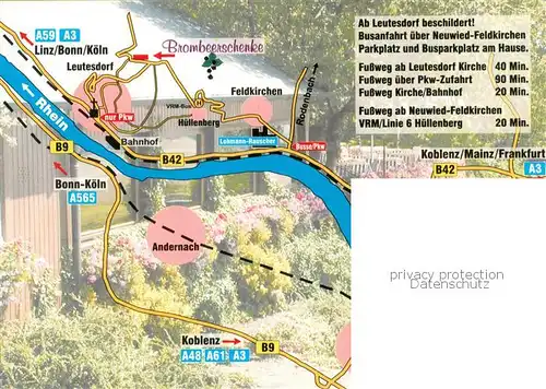 AK / Ansichtskarte Leutesdorf_Neuwied Brombeerschenke Gastraeume Freiterrasse Leutesdorf Neuwied