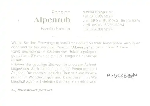 AK / Ansichtskarte Holzgau Pension Alpenruh Holzgau