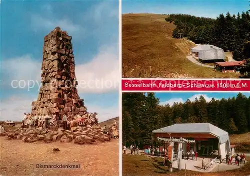 AK / Ansichtskarte Feldberg_1450m_Schwarzwald Bismarckdenkmal Sesselbahn Talstation 