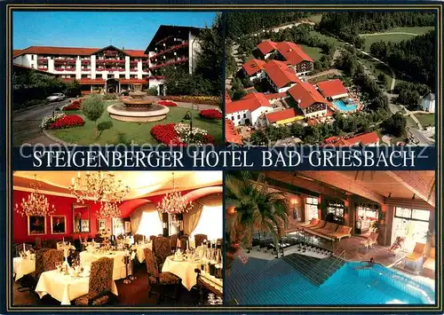 AK / Ansichtskarte Bad_Griesbach_Rottal Steigenberger Hotel Fliegeraufnahme Gastraum Hallenbad Bad_Griesbach_Rottal