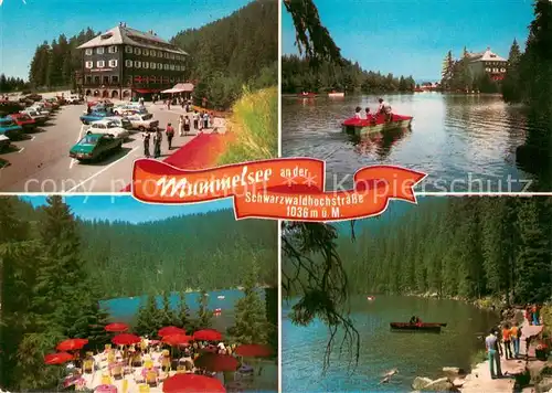 AK / Ansichtskarte Mummelsee Berghotel Mummelsee Gondelpartie Terrasse Seeufer Mummelsee