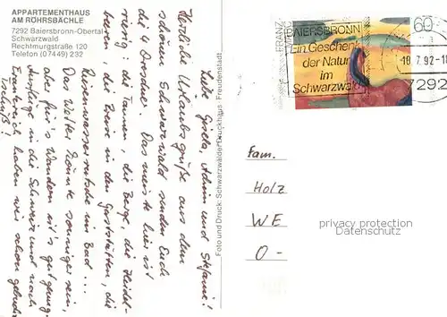 AK / Ansichtskarte Baiersbronn_Schwarzwald Appartementhaus am Roehrsbaechle Baiersbronn Schwarzwald