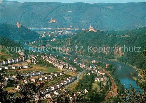 AK / Ansichtskarte Lahnstein Ober und Niederlahnstein mit Burg Lahneck Schloss Stolzenfels und Allerheiligenberg Fliegeraufnahme Lahnstein