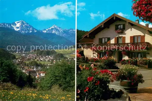 AK / Ansichtskarte Siegsdorf_Oberbayern Panorama Fruehstueckspension Huber Siegsdorf Oberbayern