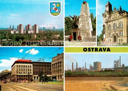 AK / Ansichtskarte Ostrava_Maehrisch_Ostrau_CZ Privozu Pamatnik Osvobozeni v Komenskeho sadech Radnice Dimitrovova trida a nam Vitezneho unora Nova huf Klementa Gottwalda 