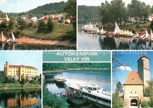 AK / Ansichtskarte Zvikov_CZ Autokempink Velky Vir Statni zamek Orlik Lodni doprava Statni hrad Zvikov 