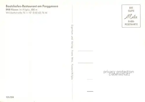 AK / Ansichtskarte Fuessen_Forggensee Bootshafen Restaurant Gastraum 