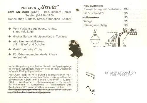 AK / Ansichtskarte Antdorf Fliegeraufnahme Gesamtansicht m. Pension Ursula Aussenansicht Antdorf