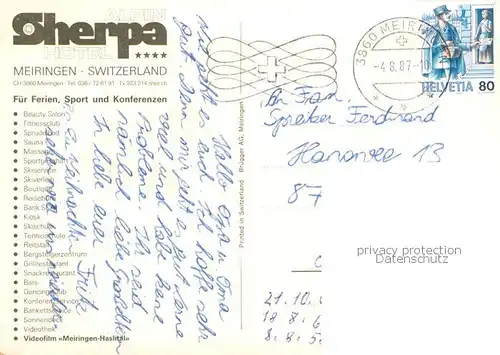 AK / Ansichtskarte Meiringen_BE Alpin Sherpa Hotel Aussenansicht Meiringen BE